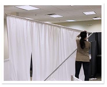 pipe and drape backdrop set up