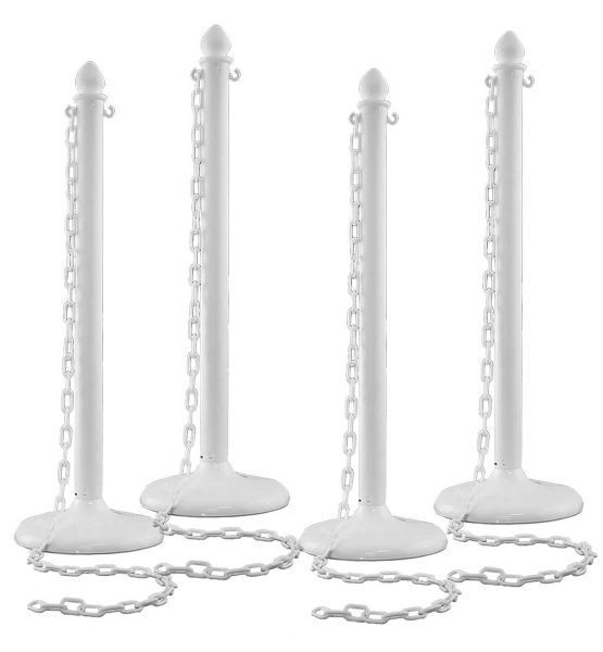 white plastic stanchion