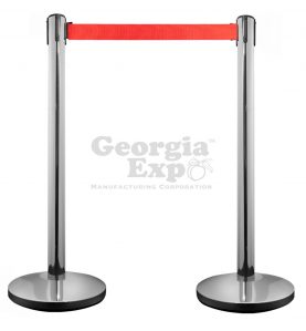 retractable belt stanchion polished with red