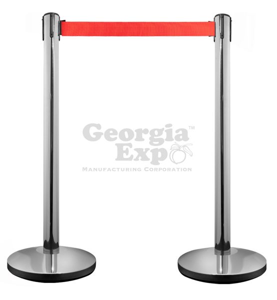 retractable belt stanchion polished with red