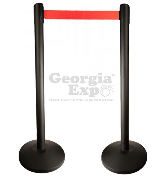 retractable belt stanchion black with red