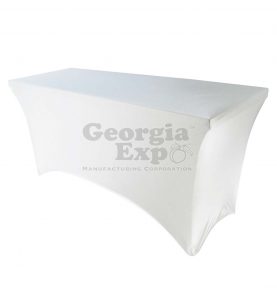 white spandex table over