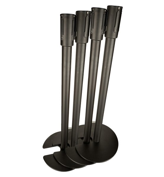 black staked stanchions