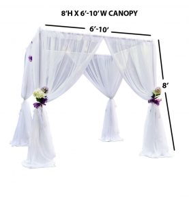 8 foot high white sheer wedding canopy