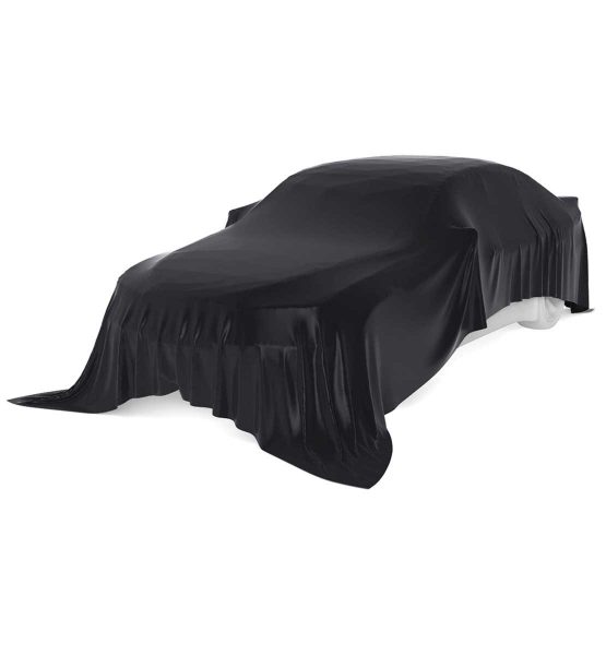 car with black unveiling cloth