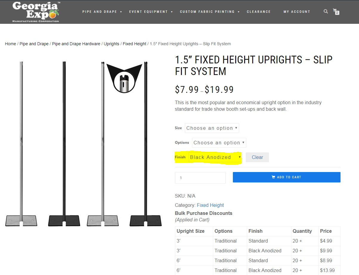 Black Anodized Uprights Product Page