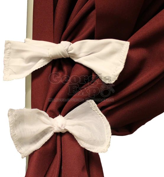 burgundy drape with white ties