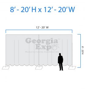 drape backwall diagram 8 feet to 20 feet high and 12 feet to 20 feet wide