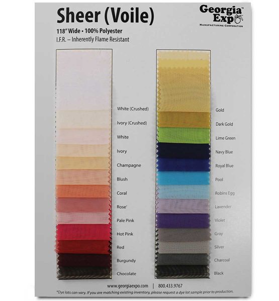 Sheer (Voile) Swatch Card