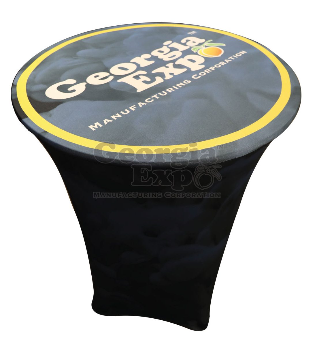 Custom Printed Spandex (Stretch) Cocktail Table Covers Expo