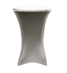 silver spandex cocktail table cover