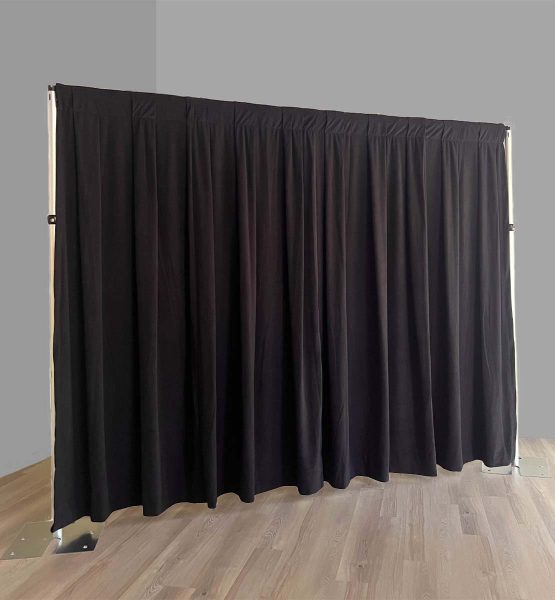 Black Velour Pleated Drape